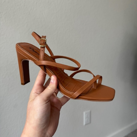 cognac brown strappy heels - Picture 6 of 7
